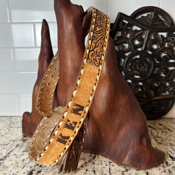 Vintage Tooled Leather “KEN” Belt - Picture 4 of 6